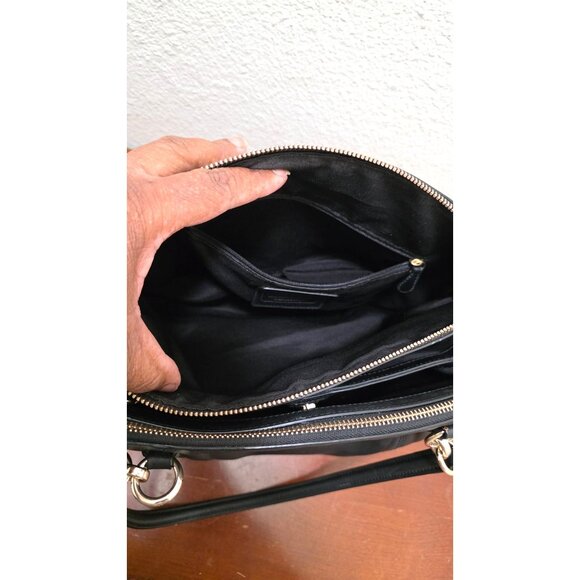 Coach Black Leather Tote Crossbody Shoulder Bag Dual Straps & Gold Hardware - Picture 4 of 11